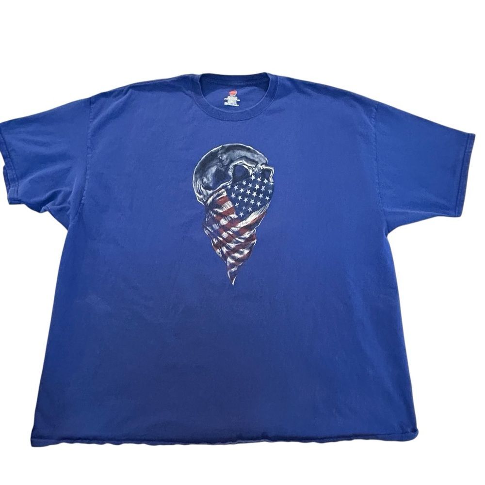 Men’s Blue “Defend the Sheep Hunt The Wolves” graphic T-shirt 4XL